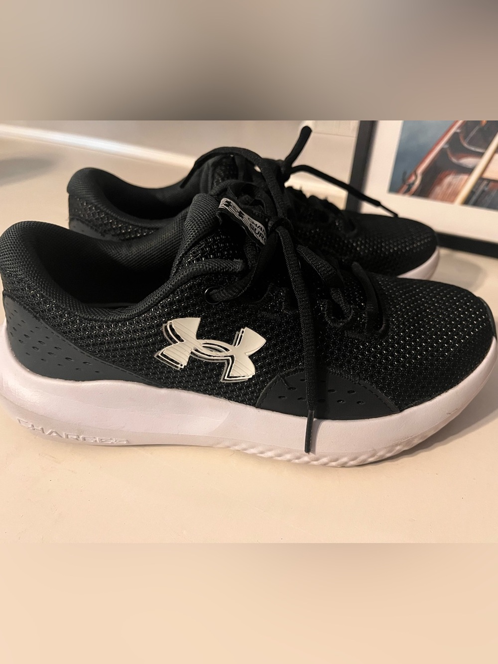Under Armour Women's Black and White Mesh Trainers